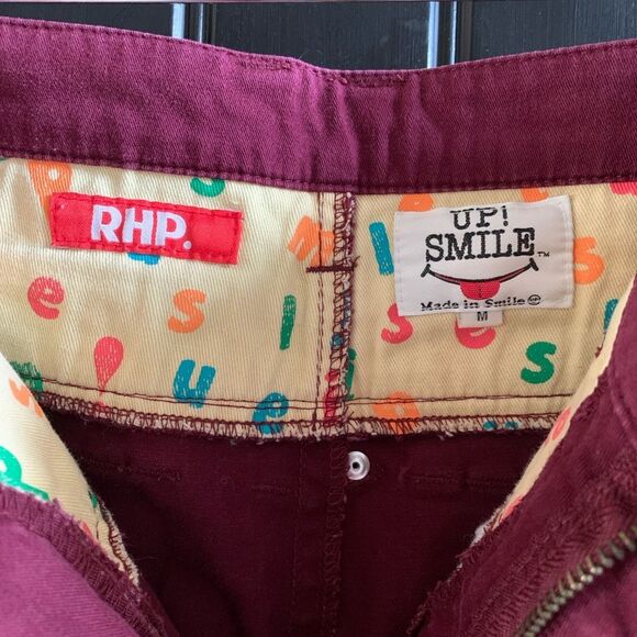 RHP POP ART! UP!SMILE Double Waist Unique Smiley Pants Jeans | Medium - Picture 8 of 12